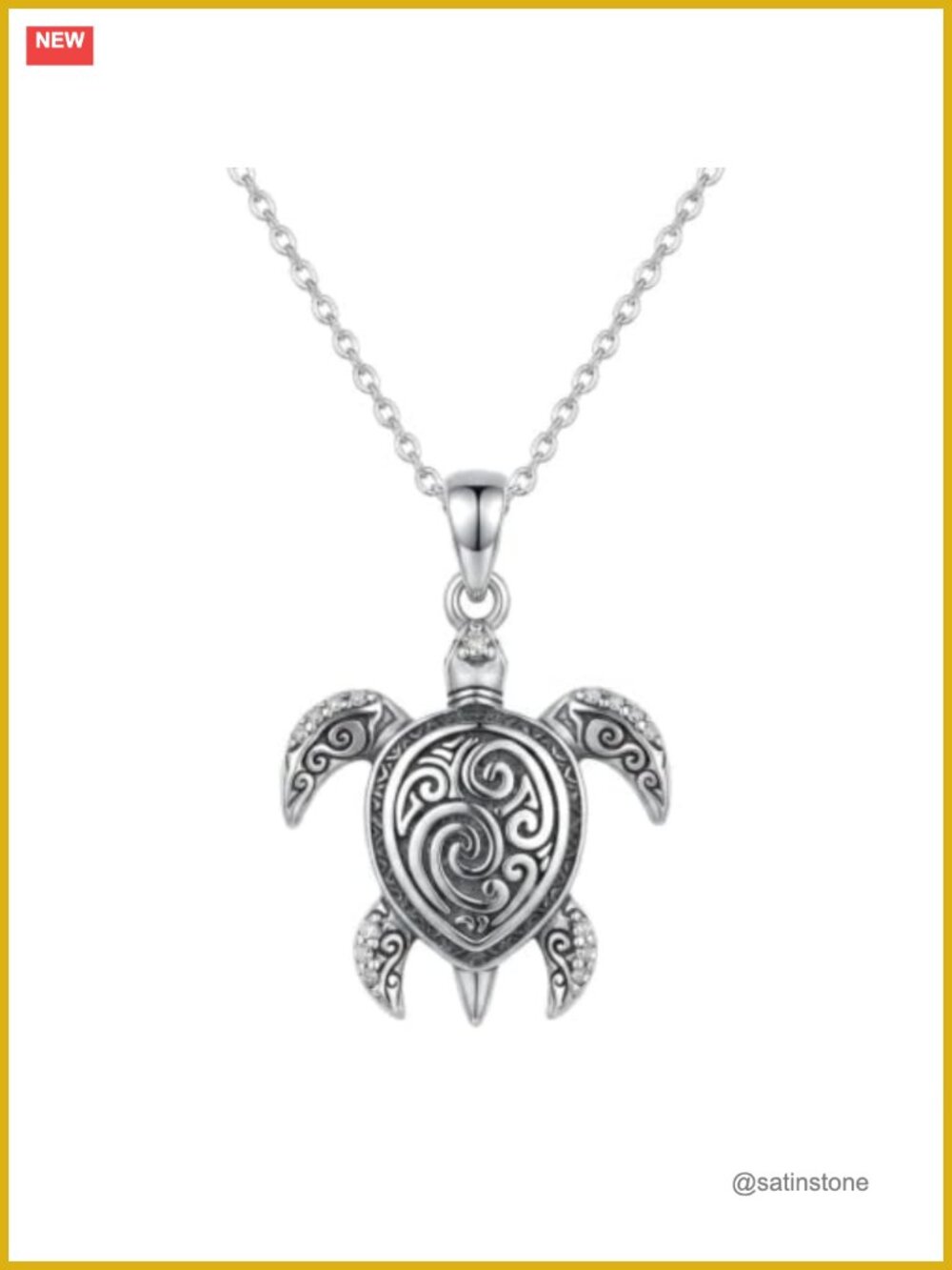 925 Sterling Silver Sea Turtle Pendant Necklace Celtic Swirl Ocean Jewelry Gift